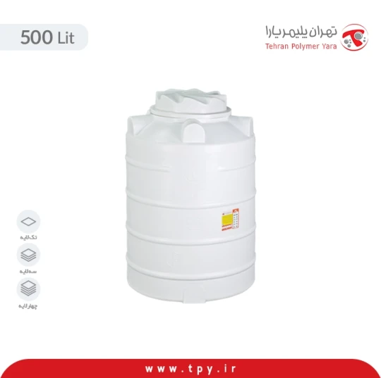 مخزن 500 لیتری عمودی کوتاه سه لایه آنتی باکتریال و ضد رسوب هیدروفوب