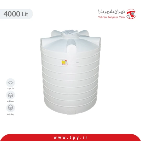 مخزن 4000 لیتری عمودی کوتاه سه لایه آنتی باکتریال و ضد رسوب هیدروفوب