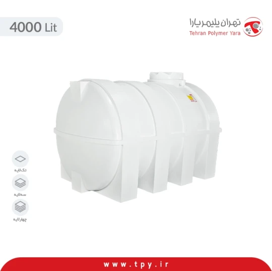 مخزن 4000 لیتری افقی سه لایه آنتی باکتریال و ضد رسوب هیدروفوب