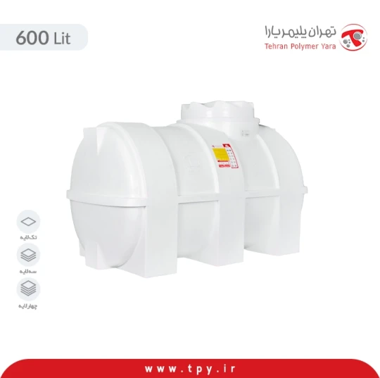 مخزن 600 لیتری افقی سه لایه آنتی باکتریال و ضد رسوب هیدروفوب